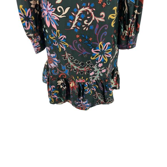 Tory Burch Floral Longsleeve Silk Twill Shift Dress Black Mountain Floral Size 0 - Picture 11 of 15